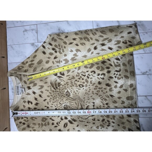 Alfred Dunner Womens Sweater Tan Brown Leopard 3D Pullover Small Mob Wife - Picture 6 of 9